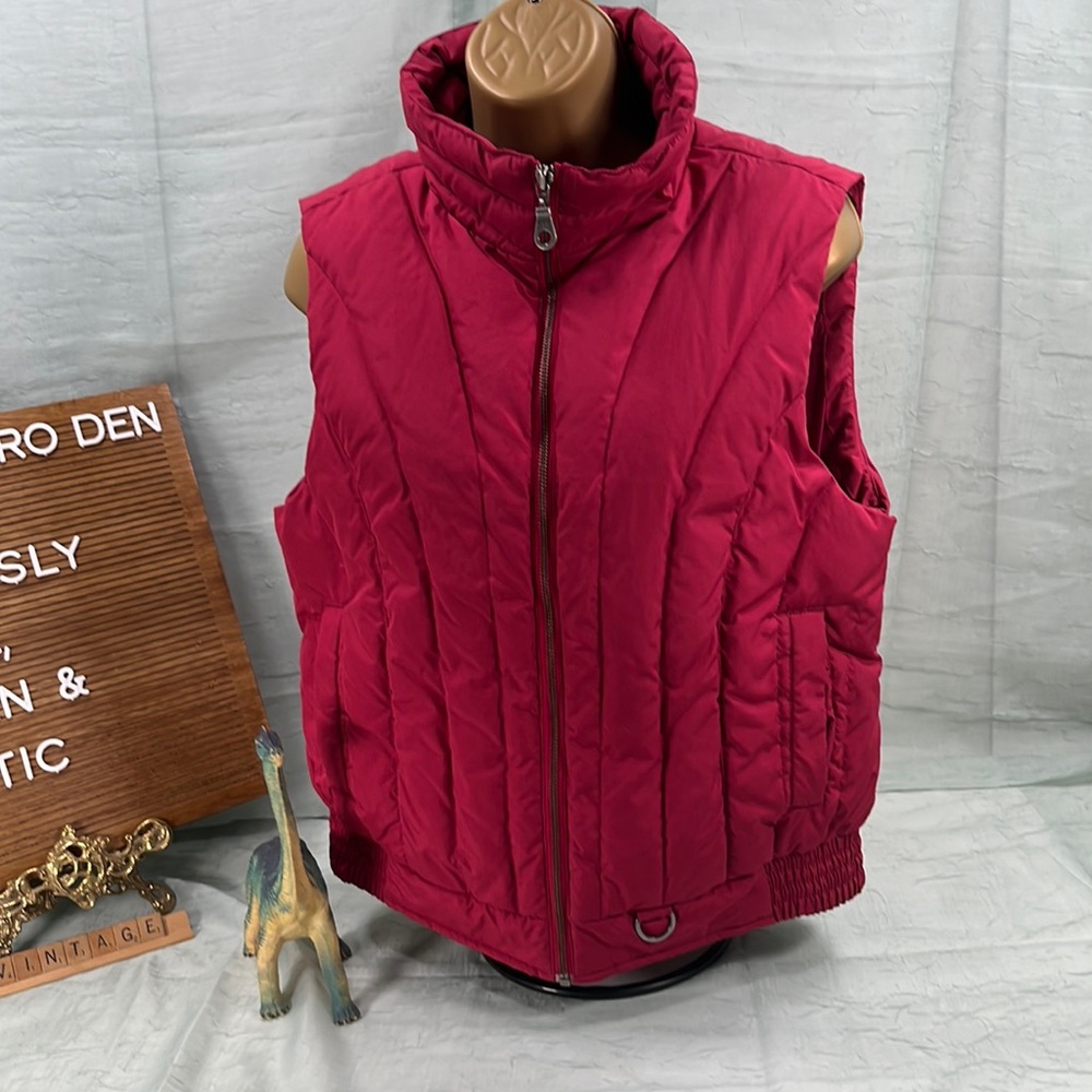 Glacier’s Edge Women’s Raspberry Pink Red Down Puffer Vintage Vest | Large
